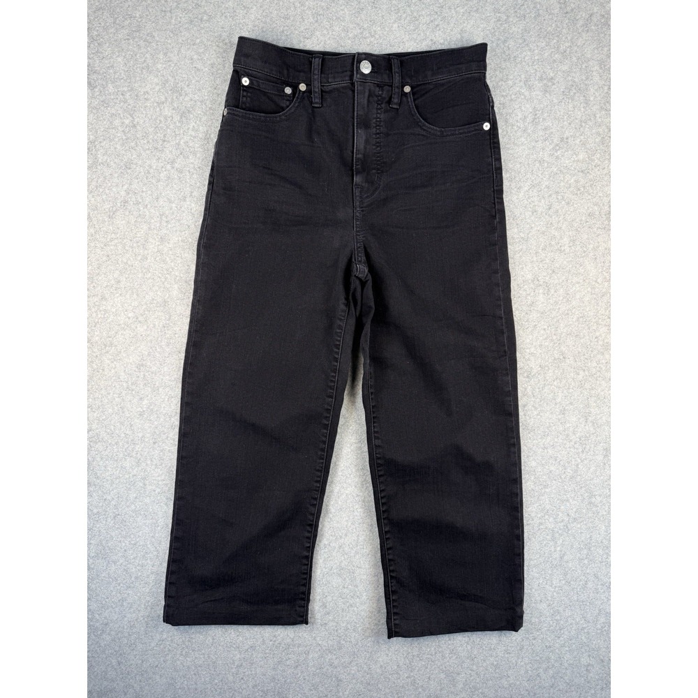 Madewell Slim Wide-Leg Crop Black Denim Jeans Mid Rise Size 27